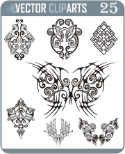 Abstract Symmetrical Vignettes I - professional vinyl-ready vector clipart package