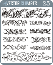 Floral Ornamental Border Lines II - vinyl-ready vector clipart package