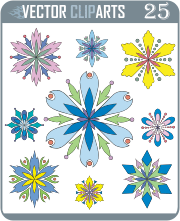Color Flower Dingbats I - vinyl-ready vector clipart package