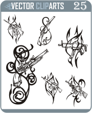 Rifle Tattoo Designs - professional vinyl-ready vector clipart package