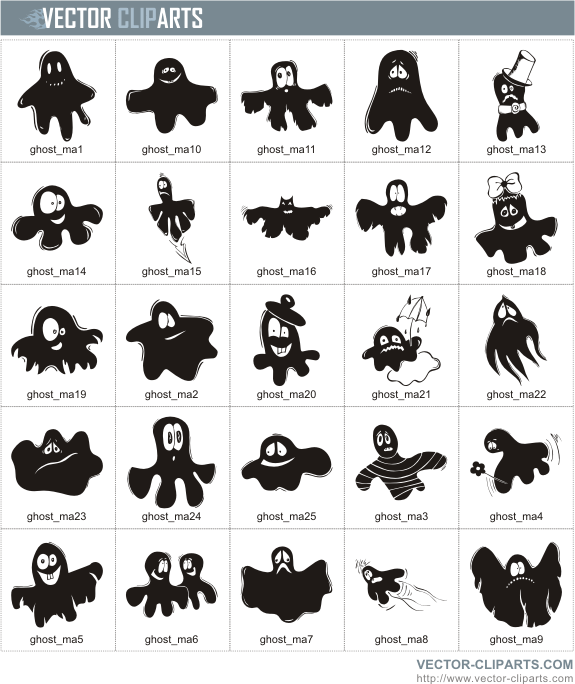 Simple Ghost Cartoons - professional vinyl-ready vector clipart package